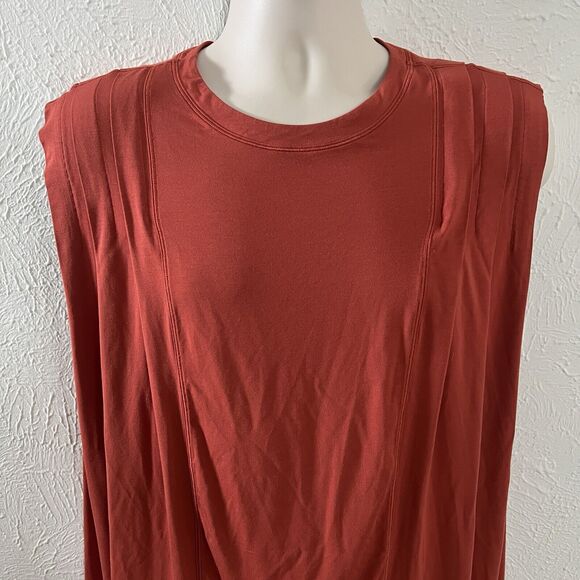 Lululemon Women Modal Pleated Shoulder Tank Top Red Rock Rust Orange Relaxed 14 - Picture 2 of 11